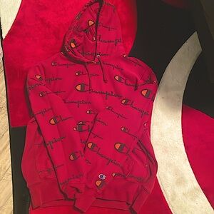 Red LARGE champion hoodie